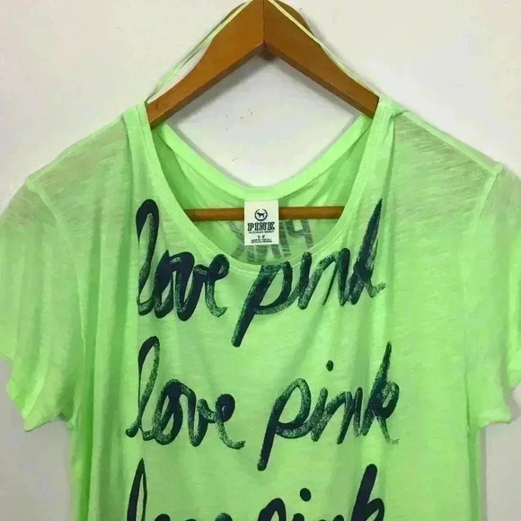 Pink VS Women Solid Boat Straps SP Lime T-Shirt - Picture 1 of 7